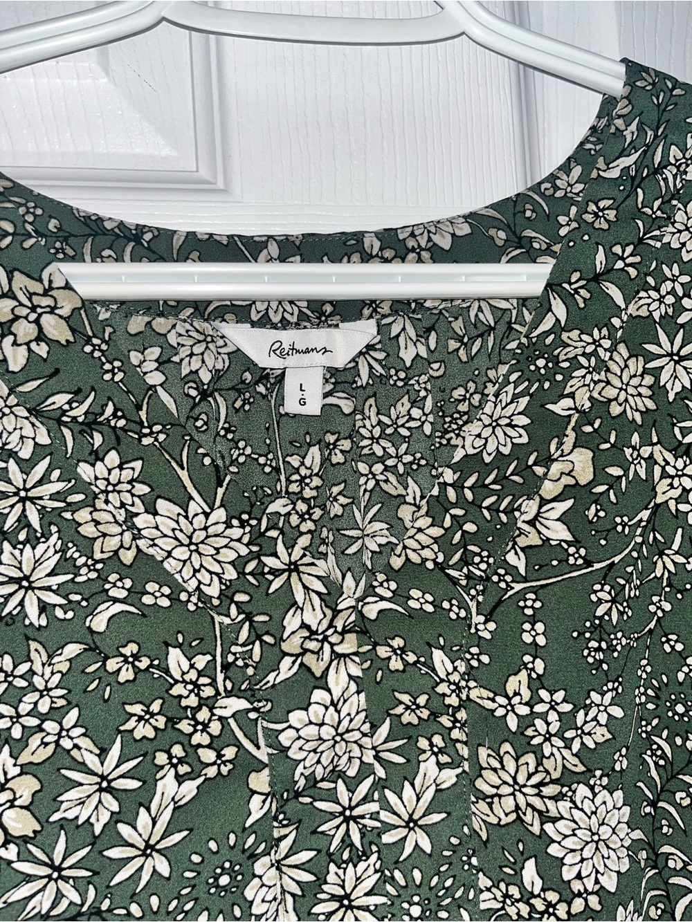Reitmans Dress Boho Tunic Floral Green Large Women Puff Long Sleeve Mini Summer - Picture 2 of 5